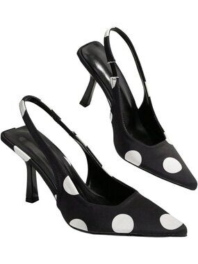 Chic Polka Dot Slingback High Heels - Pointed Toe Stilettos for Weddings